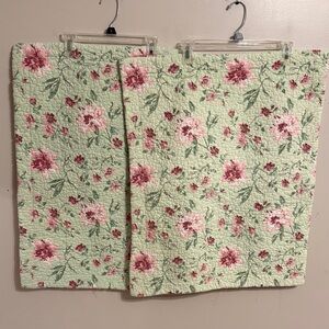 Vintage Laura Ashley Pillow Shams Pink & Green Floral 100% Cotton Cottagecore